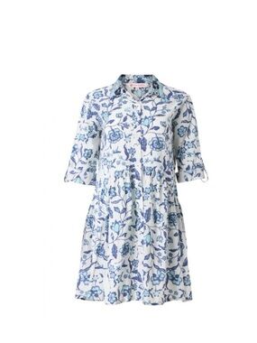 RO'S GARDEN Deauville Blue Floral Mini Dress Large